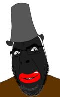 big_lips black_skin blackface closed_mouth clothes glasses hat looking_at_you nigger red_lips smile stubble top_hat variant:cobson // 775x1255 // 65.6KB