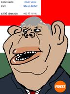 badge clothes ear fidesz flag:hungary hungarian_text hungary lips mutt open_mouth red_tie subvariant:impish_amerimutt suit text variant:impish_soyak_ears viktor_orban white_hair white_skin // 598x800 // 47.4KB