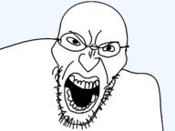angry glasses open_mouth soyjak stubble template transparent_background variant:angry_soyjak // 1600x1196 // 36.4KB