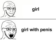 female futa glasses neutral open_mouth penis place_japan soyjak stubble thing_japanese variant:soyak // 1170x840 // 41.6KB