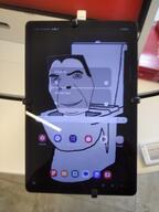 a10_eyes blue_eyes gman greek_text irl_background skibidi skibidi_toilet smile tablet toilet variant:cobson white_skin // 3016x4032 // 2.9MB