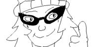beanie closed_mouth clothes female glasses hair hand hat oekaki smile soyjak thumbs_up variant:soytan // 500x250 // 17.5KB