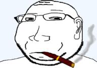 bald cigar ear glasses looking_at_you raised_eyebrow smoke smoking stubble subvariant:massjak transparent_background variant:gapejak // 650x459 // 33.3KB