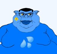 beach blue_lips blue_skin closed_mouth clothes ear fat glasses hair looking_to_the_right queen_of_spades subvariant:branigger transparent transparent_background tshirt variant:brandon variant:meximutt waterpark watersissy yellow_sclera // 1675x1583 // 232.1KB