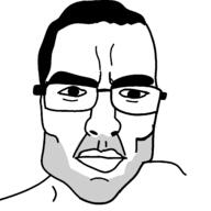 angry closed_mouth gigachad glasses hair redraw soyjak subvariant:chudjak_front variant:chudjak // 1378x1378 // 69.2KB