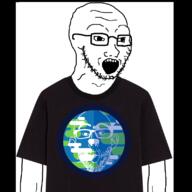 2soyjaks arm clothes earth glasses inverted kurzgesagt open_mouth science soyjak stubble tshirt variant:nojak variant:soyak youtube // 800x800 // 79.6KB