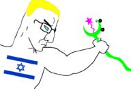 aryan blue_eyes buff choking closed_mouth flag:israel islam israel jewaryan palestine propaganda snake star_(symbol) variant:chudjak yellow_hair // 1000x677 // 97.6KB
