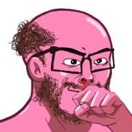 blood ear fist glasses hair hand pink_skin soyjak stubble variant:nujak // 1000x1000 // 497.4KB