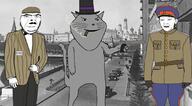 3soyjaks animal arm car cat clothes hand hat irl irl_background master_and_margarita pistol scared smoking subvariant:impish_meowjak suit text uniform variant:cobson variant:impish_soyak_ears variant:kuzjak // 1080x598 // 112.9KB