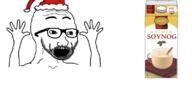 animated bing_bing_wahoo christmas clothes eggnog excited ext=gif glasses hat santa_hat soy soyjak soylent stubble variant:excited_soyjak // 800x371 // 154.7KB
