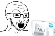 artist:swede glasses nintendo nintendo_wii open_mouth soyjak stubble swede_(artist) variant:soyak video_game wii // 1200x800 // 213.4KB