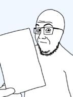 arm body glasses holding_object looking_at_you meta:tagme normal open_mouth paper soyjak stubble tongue transparent_background variant:paperjak variant:unknown // 640x853 // 20.7KB