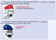 2soyjaks 4chan angry bloodshot_eyes clothes crying glasses hand hat mario nintendo open_mouth playstation pointing pointing_at_viewer screenshot sony soyjak stubble text v_(4chan) variant:cryboy_soyjak variant:soyak video_game // 504x357 // 60.8KB