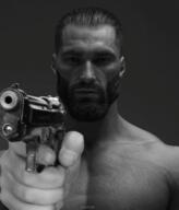 animated blood country dead flag gigachad gun hair open_mouth russo_ukrainian_war shot soyjak stubble tongue ukraine variant:bernd volodymyr_zelenskyy weapon yellow_teeth // 680x797 // 798.3KB
