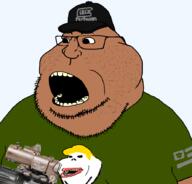 ar15 baseball_cap beaner brown_skin clothes fat glasses glock hat mexico variant:meximutt yellow_teeth // 888x849 // 190.1KB