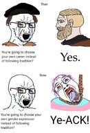 3soyjaks angry bloodshot_eyes brown_hair clothes crying glasses hair hanging hat mustache nordic_chad open_mouth purple_hair rope stubble suicide text tongue tranny variant:bernd variant:soyak yellow_hair // 524x766 // 97.2KB