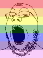 flag glasses lgbt open_mouth soyjak stubble variant:gapejak // 450x600 // 56.9KB