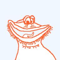 glasses happy lips nose open_mouth orange stubble tongue variant:globox_soyjak // 256x256 // 3.3KB