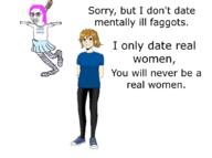 animated aspie bloodshot_eyes clenched_teeth clothes crying female flag full_body glasses hanging lesbian noose pink_hair rope shaking skirt sock soyjak suicide text tranny variant:chudjak // 1068x798 // 219.9KB