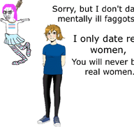 animated aspie bloodshot_eyes clenched_teeth clothes crying female flag full_body glasses hanging lesbian noose pink_hair rope shaking skirt sock soyjak suicide text tranny variant:chudjak // 1068x798 // 219.9KB