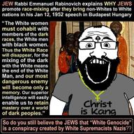 antisemitism balding beard black_skin christianity cross jesus judaism necklace open_mouth orthodox_church painting subvariant:science_lover text variant:markiplier_soyjak white_skin // 720x720 // 105.5KB