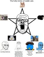 5soyjaks animal badge beak blue_skin cat closed_mouth eagle gigacat glasses hair mustache open_mouth reddit_moment soyjak stubble subvariant:massjak trinity twitter variant:a24_slowburn_soyjak variant:chudjak variant:gapejak variant:pissluffare variant:soyak zoomer zoomer_hair // 722x933 // 147.2KB