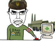 army azov_battalion camouflage clothes computer flag hat millions_must_die monitor rocket russo_ukrainian_war subvariant:chudjak_front swastika text ukraine variant:chudjak // 867x681 // 111.4KB