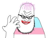 beard black_glasses evil eyeglasses faggot glasses purple_hair red_lips smile syndrome_(the_incredibles) the_incredibles tranny trans transgender_flag troon troonella variant:syndromejak white_skin // 557x446 // 11.7KB