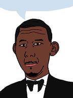'P_Diddy 'p black_skin bowtie brown_eyes clothes diddy diddy_ahh_blvd_💀💀💀 ear hair lips moustache nigger p_diddy pedophile speech_bubble subvariant:diddy_ahh_blvd suit t50_eyes variant:kuzjak white_background yellow_sclera // 810x1080 // 13.4KB