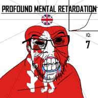 angry animal bald bear bell_curve black_eyes black_hole black_sclera british clenched_teeth closed_mouth country cracked_teeth drool ear england flag flag:united_kingdom flag:warwickshire glasses hair iq iq_bell_curve mustache nightmare_fuel no_pupils profound_mental_retardation retard soyjak stubble text united_kingdom variant:feraljak warwickshire wrinkles // 1024x1024 // 109.3KB
