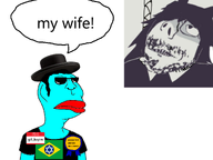 artist:chauvin award black_hair cyan_skin epx7fclhdrp_(niggerjeet) flag:brazil flag:brazilian_jews fringe_hair gill_koyim_(subhuman_kike) glasses gooned_to_'p hello_my_name_is_(sticker) jewish_hat jews meta:namefags subvariant:brazilmutt subvariant:scholar sunglasses text variant:bernd variant:meximutt // 2048x1536 // 759.6KB