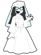 clothes cute cute_girl female girl glasses gown necklace oh_my_god_she_is_so_attractive outline redraw smile soyjak variant:soytan waving wedding_dress white_background wife // 880x1184 // 519.7KB