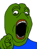 amphibian animal bald blue_shirt clean_shaven frog green_skin hand lips nas:pepe no_glasses open_mouth pepe pepe_the_frog pointing variant:gapejak white_background // 600x800 // 21.5KB