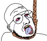bloodshot_eyes crying ear ftm glasses hanging open_mouth rope smile soyjak stubble suicide template tongue tranny variant:raffer yellow_teeth // 1585x1369 // 448.7KB