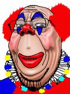 clown clown_wig glasses pom_poms soyjak stubble subvariant:wholesome_soyjak variant:gapejak // 764x1024 // 846.5KB
