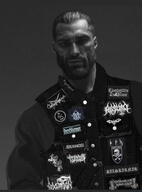 absurd_(band) beard black_metal clothes der_sturmer_(band) goatmoon grey_skin hair jacket logo looking_at_you metal_(music) music nas:gigachad nazism nsbm peste_noire