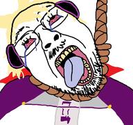 anime bloodshot_eyes clothes crying eyelashes glasses hair mustache open_mouth soyjak stubble tongue touhou toyosatomimi_no_miko variant:bernd video_game yellow_hair yellow_teeth // 768x719 // 99.5KB