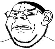 angry chud closed_mouth ear eyebrows glasses hair lips merg soyjak stubble subvariant:wholesome_soyjak upset variant:chudjak variant:gapejak wide wrinkles // 677x603 // 21.2KB