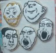 4soyjaks beard closed_mouth cookie coomer ear glasses hair irl open_mouth smile stubble variant:chudjak variant:cobson variant:impish_soyak_ears variant:markiplier_soyjak // 336x319 // 166.8KB