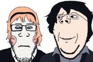 2soyjaks are_you_soying_what_im_soying bored cheeks closed_mouth clothes emmy_the_robot glasses hair nandroid nathan_crowley neutral noelle_(nandroid) raised_eyebrow robot smirk soyjak stubble subvariant:neutralplier subvariant:wholesome_soyjak tired variant:gapejak variant:markiplier_soyjak // 1200x800 // 142.3KB