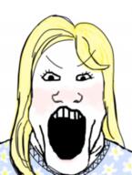 angry dress soyjak trad_wife variant:markiplier_soyjak yellow_hair // 600x797 // 495.3KB