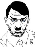 adolf_hitler angry badge clothes crying ear flower glasses hair mustache nazism necktie open_mouth plant stubble swastika variant:unknown // 1218x1600 // 288.3KB