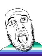 faggot flag:gay_pride_flag gay gay_flag glasses lips mustache open_mouth soyjak stubble variant:fagson // 2316x3088 // 284.0KB