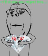 angry arm broken_gem gem glasses hand holding_gem holding_object qa_(4chan) revenge sad soyjak subvariant:wholesome_soyjak text variant:gapejak wrinkles // 876x1021 // 117.3KB