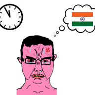 animated clock crying flag flag:india glasses india pink_skin seethe soyjak subvariant:chudjak_front teeth thought_bubble variant:chudjak yellow_teeth // 1154x1000 // 224.9KB