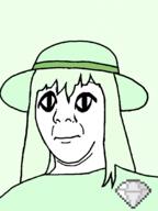 closed_mouth clothes crystal_cafe gem green_hair hair hat large_eyes neutral soyjak subvariant:commiepedotroon variant:kuzjak // 809x1080 // 191.4KB