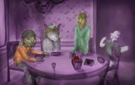 animal artist:romanian_schizo avengers averi blue_eyes brown_skin cup deer eyes eyes_like_the_o-o-cean fox fundamental_paper_education hair hair_ribbon horror jimbo_(namefag) meta:namefags miss_circle mouse necklace niko_(oneshot) nose nurse nurse_hat nurse_uniform painting paper plate ribbon shitskin sitting smile soy soylent soylent_(cacao) soylent_bottle table terrible_mouse text variant:alicia variant:soytan yellow_teeth // 2160x1364 // 268.8KB