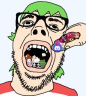 4chan anime bait clothes discord eyebrows frog glasses green_hair hair logo lucky_star moot open_mouth pedobear pepe reddit ricardo_milos soyjak stubble touhou transparent_background twitter variant:dubbbzjak video_game x_(social_network) yotsoyba // 340x380 // 31.6KB