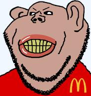 amerimutt angry clenched_teeth clothes ear mcdonalds mutt mutt_lips red_lips red_shirt rotten_teeth subvariant:impish_amerimutt tan_skin teeth variant:impish_soyak_ears yellow_teeth // 598x628 // 18.6KB