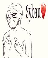 broken_heart dissapointed gang_signs glasses hand looking_down soyjak stubble sybau text variant:soyak // 655x802 // 172.3KB